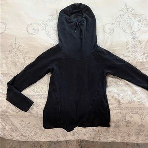 Lucy Cowl Neck Pullover Black Sweatshirt, Hooded with Pockets, size Medium